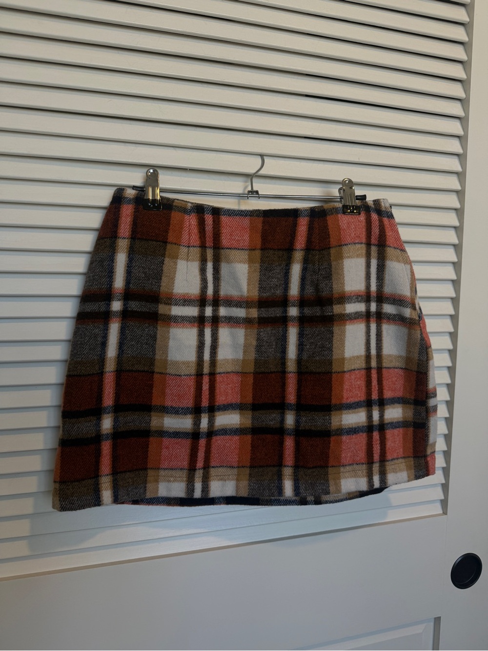 Altar’d State Plaid Mini Skirt in Rust and Cream — Size S